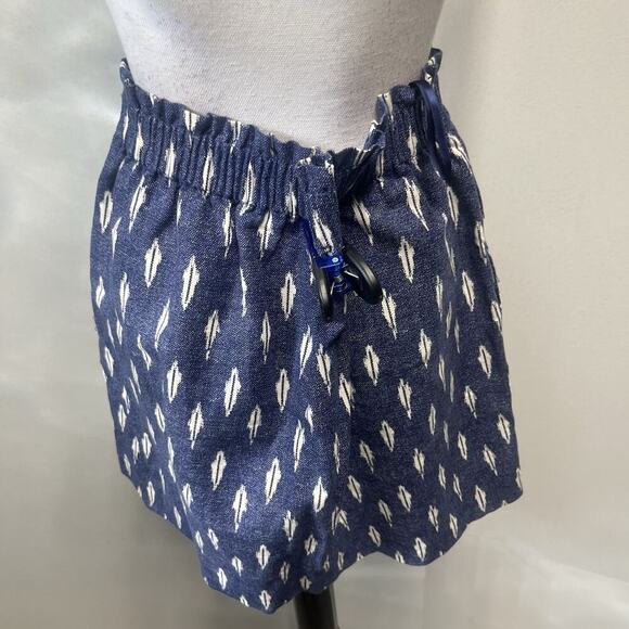 J Crew Skirt size 6 Denim Blue Ivory Linen Above Knee A Line Casual Beach - Picture 5 of 6